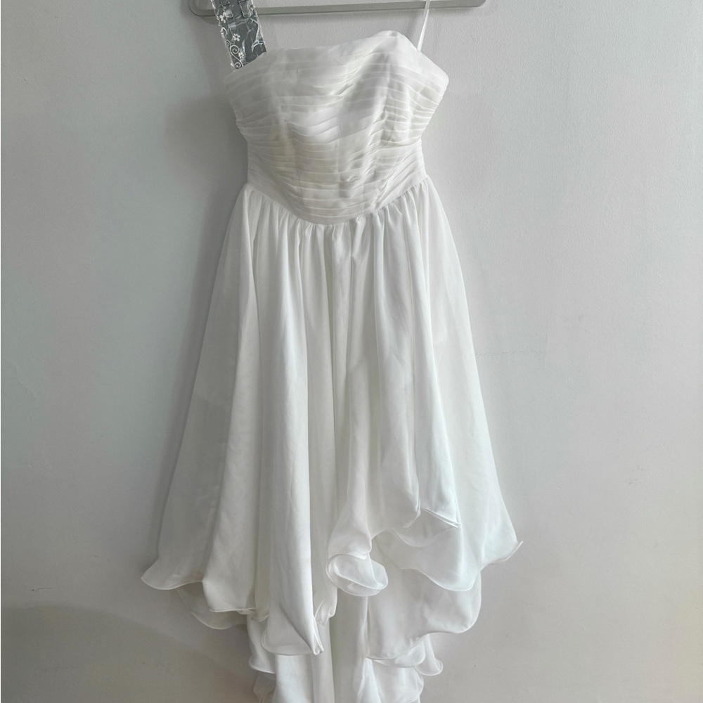 Chic Strapless semi Formal Wedding Prom Graduation Communion White Dress